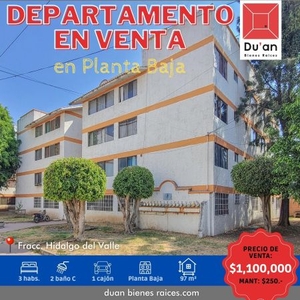 Departamento en Venta, en Planta Baja. Fracc. Hidalgo del Valle
