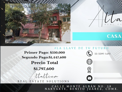 Casa En Venta, Narvarte Benito Juarez, En Remate....!!