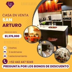 Casa en venta en El Marqués Querétaro - SENDAS Residencial Mod. San Arturo
