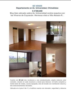 Departamento en venta Av. Universidad, Chimalistac