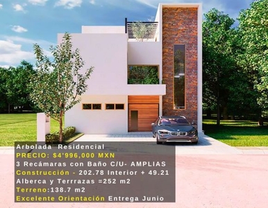 Arbolada Cancun Casa ESTRENA 3 Recámaras, 252 m2