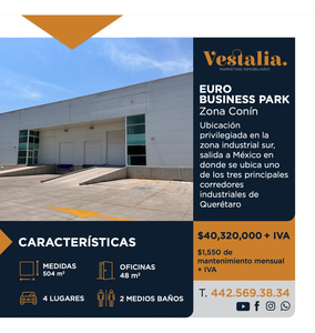 Nave Industrial En Renta 504 M², Euro Business Park, El Marqués, Querétaro