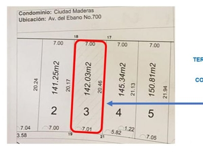 Vendo terreno en ciudad maderas con 142.03 m2 a $4,750 m2, amenidades vigilancia
