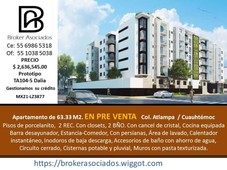 departamento en venta en atlampa, cuauhtémoc, df