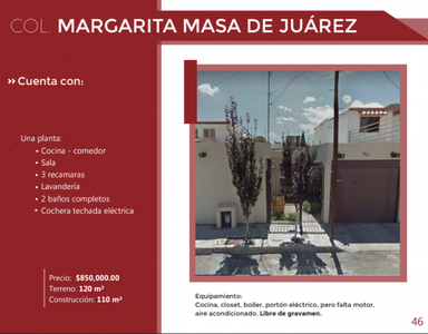 Casa en Col. Margarita Masa de Juárez