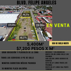 Gran Terreno En Venta 5,400 M2 $7,200 Pesos Por M2