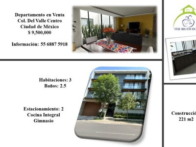 DEPARTAMENTO EN VENTA EN COL. DEL VALLE, CIUDAD DE MÉXICO. P.M.