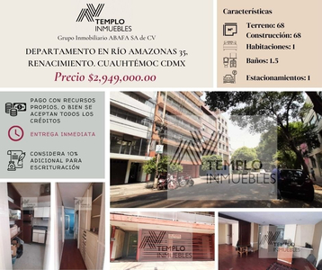 Vendo Departamento En Río Amazonas 35, Renacimiento. Cuauhtémoc Cdmx. Aceptamos Todos Los Créditos.