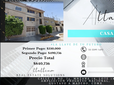 Casa En Venta, Ampliacion Progreso Nacional, En Remate...!!