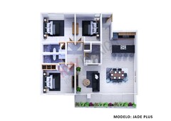 Biosfera - Modelo Jade Plus (Departamento de 3 recámaras y 3 baños, sala comedor cocina y terraza)