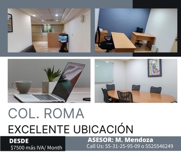 Oficina en la Colonia Roma Norte con servicios incluidos