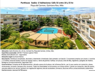 Hermoso Penthouse Amueblado de 2 Habitaciones Ubicado en Playa de Carmen