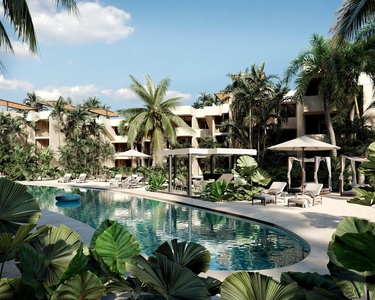 Doomos. Apartamento con acceso al mar, club de playa, areas verdes y amenidades, en pre-construccion en venta Chicxulub Yucatan