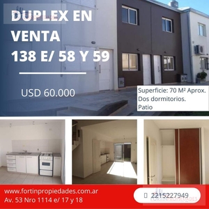 Doomos. Duplex 138 e 58 y 59 Los Hornos , La Plata