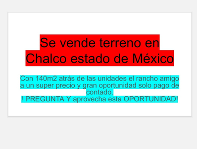 Lote De 140m2 En Chalco Estado De México