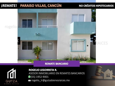 Doomos. Casa en venta en Cancún Paraiso Villas a minutos de las principales playas y zona hotelera REMATE.