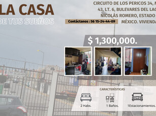 Casa en venta Circuito De Los Pericos 34, Mz 045, Bulevares Del Lago, Ciudad Nicolás Romero, Estado De México, México