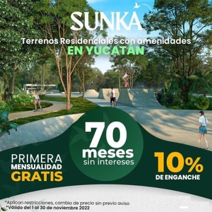 SUNKA. Comunidad de vida ubicado en Tixpehual, Yucatán. Venta de Terrenos
