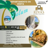 doomos. departamento en venta en tulum 1 recámara en region 15 cerca de av. kukulkan