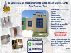 3 cuartos, 58 m se vende casa de 3 recamaras en villas de san miguel, tlaxcala