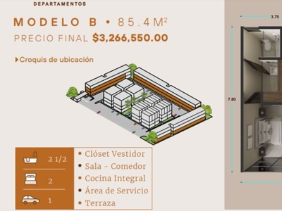 Departamento en venta en cholul modelo B