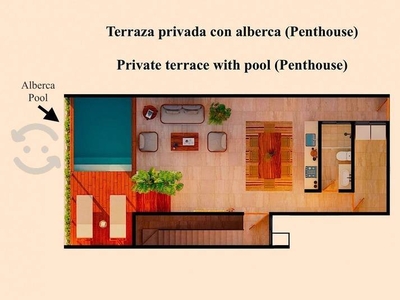 Penthouse con alberca privada y terraza