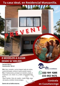 En venta 8 modelos de casas al pte. de cd. Puebla