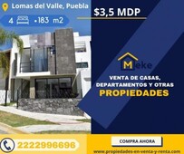 4 cuartos, 183 m venta de casas en puebla, lomas del valle puebla