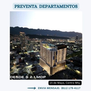 Preventa Departamentos Centro de Monterrey más de 20 amenidades.