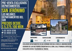 doomos. pre-venta departamento en san jeronimo de 101 m cerca de ciudad universitaria y el pedregal