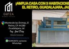 amplia casa en venta con 3 habitaciones en col. el retiro, guadalajara, jalisco