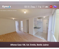 en venta, excelente departamento 53 m2 col. ermita, benito juarez