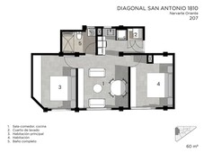 departamento en venta en narvarte, diagonal san antonio 1810. 207 - 2 recámaras - 1 baño - 60 m2