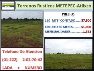 Venta de lotes rusticos en Metepec, Atlixco