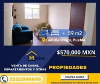 3 cuartos, 59 m departamentos en cuautlancingo en puebla, venta de departamentos