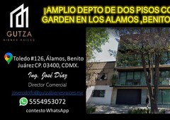 doomos. amplio depto de dos pisos con roof garden en venta, los alamos, benito juarez