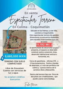 TERRENO A PIE DE CARRETERA DE COQUIMATLAN, COLIMA