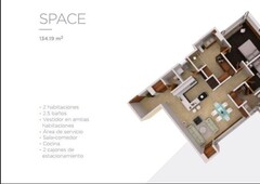 departamento en venta modelo space de 134 m2, 2 recámaras, 2.5 baños