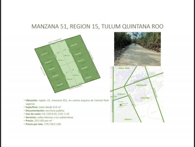 Terreno en Venta en Region 15 Tulum, Quintana Roo