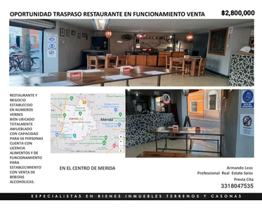 Traspaso Restaurant En Merida Yucatan En El Centro !!