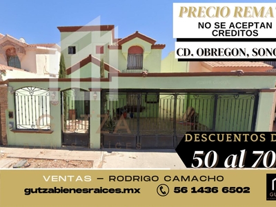 Doomos. Gran Casa en Venta, Adjudicada, Remate, Montecarlo, Cd Obregon, Sonora. RCV
