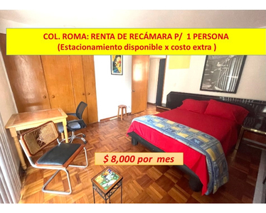 Rento Habitación Amueblada - Colonia Roma ; Posibilidad Estacionamiento