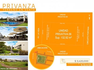 Terreno en Venta en PRIVANZA HABITAT Zapopan, Jalisco