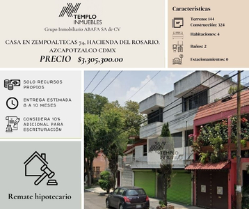 Vendo Casa En Zempoaltecas 74, Hacienda Del Rosario. Azcapotzalco Cdmx. Remate Bancario. Certeza Jurídica Y Entrega Garantizada