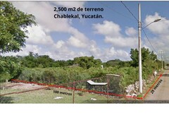 venta de 2500 m2 de terreno en chablekal,yucatán