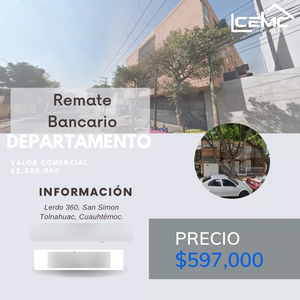 Departamento En Remate Bancario En Lerdo 360, San Simon Tolnahuac, Cuauhtemoc