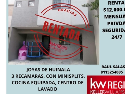 CASA EN RENTA RESIDENCIAL JOYAS DE HUINALA
