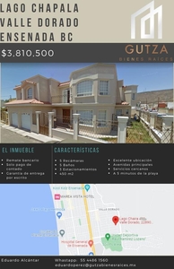 Doomos. Venta casa en esquina con jardín y 6 habitaciones Valle Dorado Ensenada