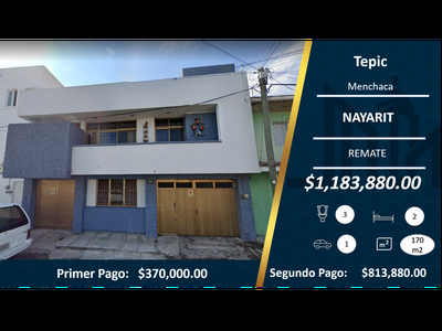 Doomos. Hermosa Casa en Remate Menchaca/ Tepic $1,183,880.00