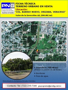 Terreno en Venta en Barrio Nuevo Orizaba, Veracruz